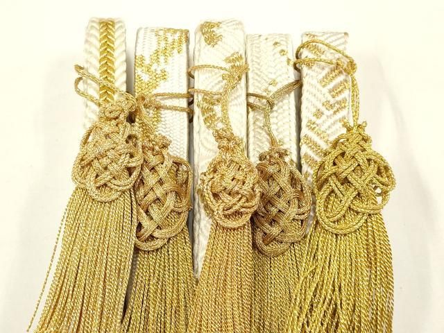 平和屋着物●和装小物 上質な帯締め5本セット 礼装用 高麗組 綾出し 唐組 金糸 亀房付き ♥ AABB7072ay