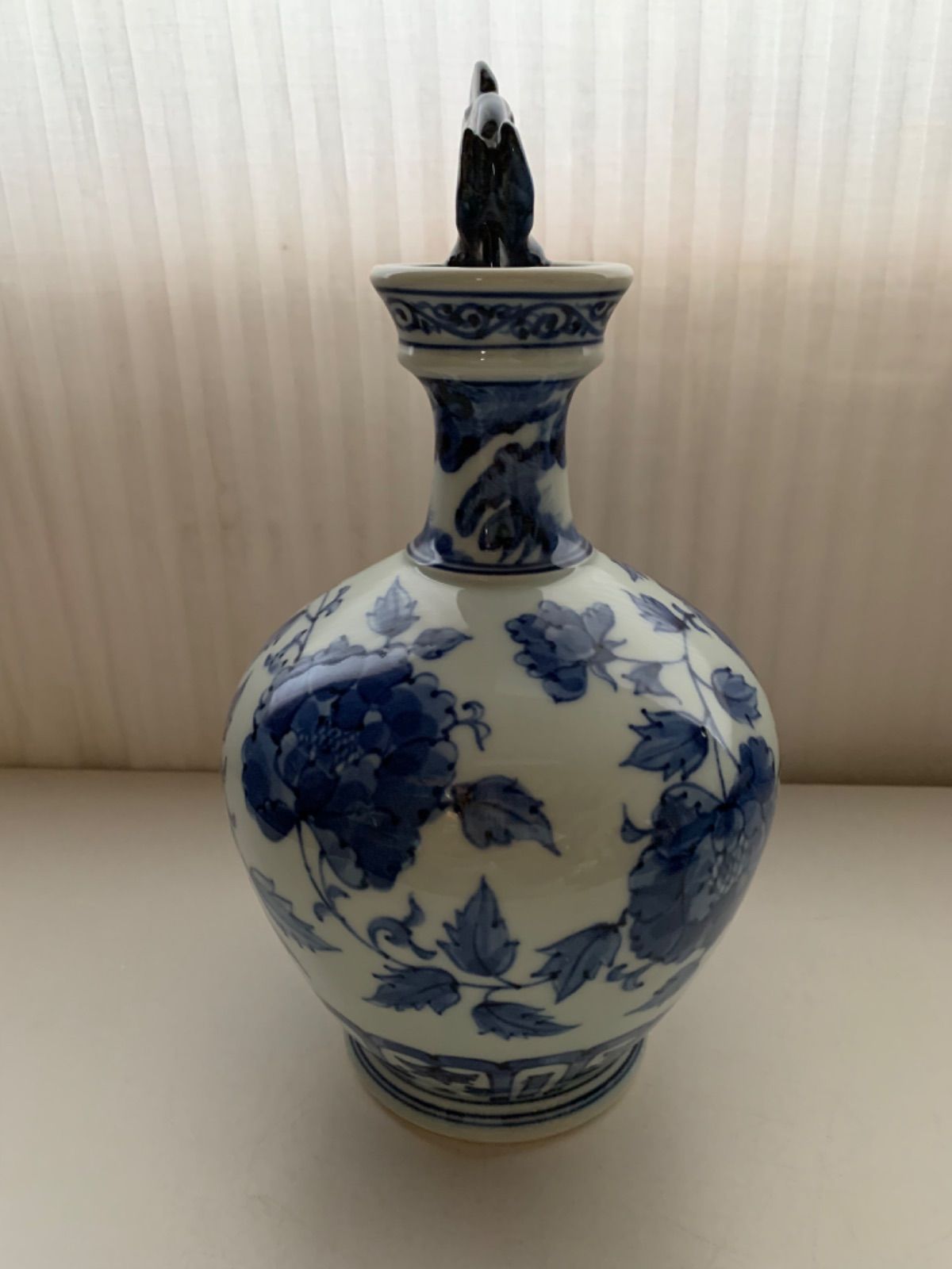 美品　旭窯　龍取手花瓶　染付　壺　花入　瀬戸焼 美品 旭窯 龍取手花瓶 染付 壺 花入 瀬戸焼