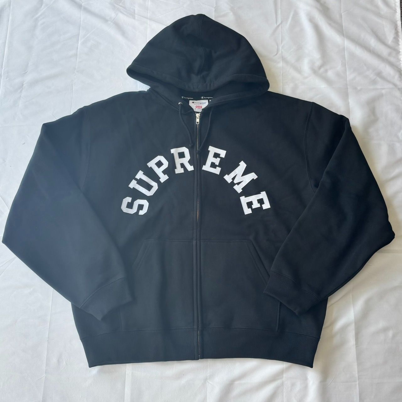 24ss Supreme Champion Zip Up Hooded Sweatshirt Black XL