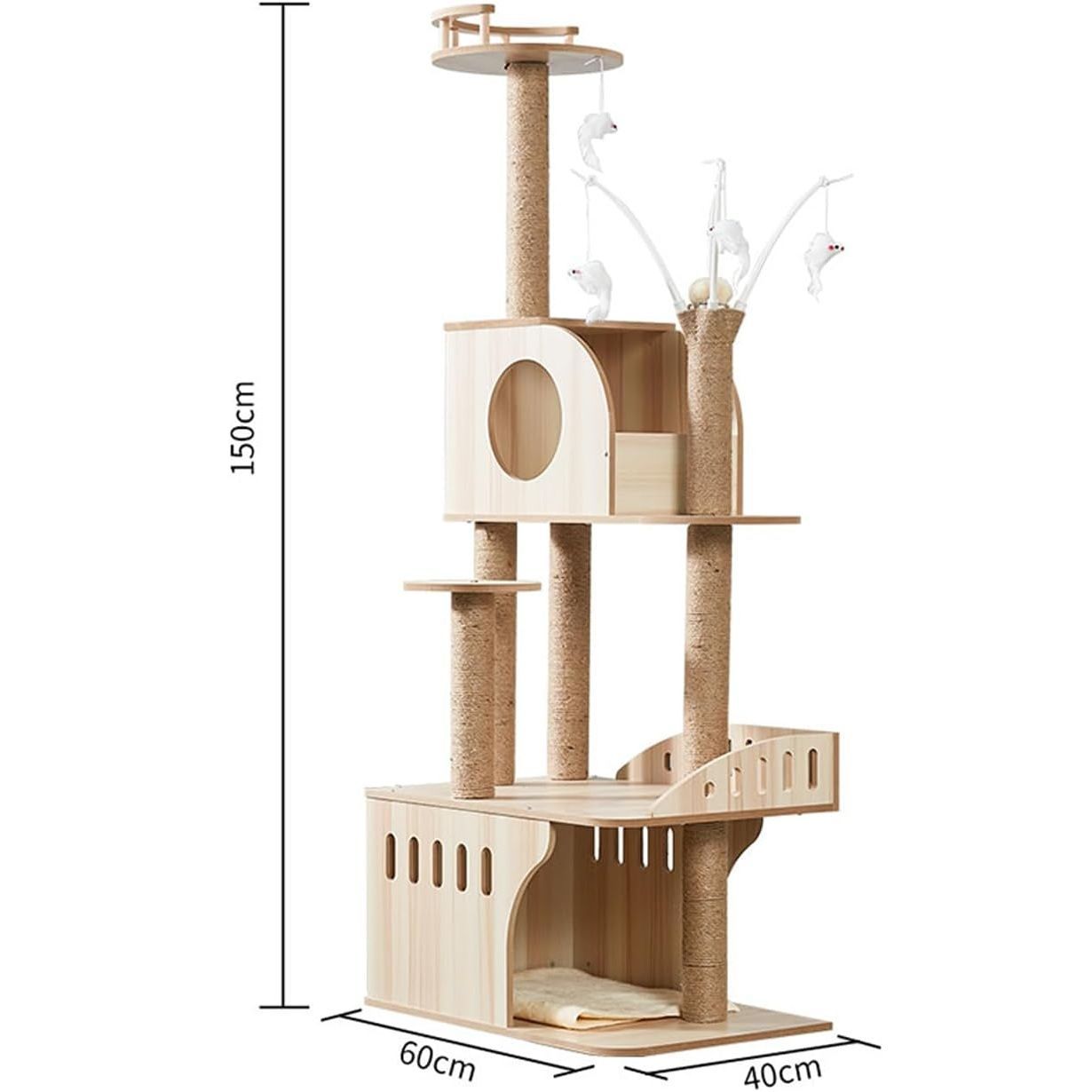 AORTD キャットタワー 木製 スリム 据え置き キャットハウス AORTD キャットタワー 木製 スリム 据え置き キャットハウス