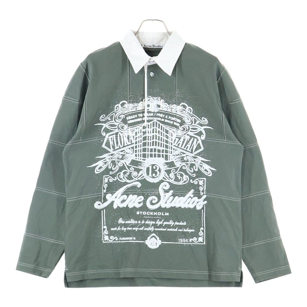 Acne Studios アクネ ストゥディオズ フロントロゴ 長袖Tシャツ ポロシャツ グリーン FN-UX-TSHI000142