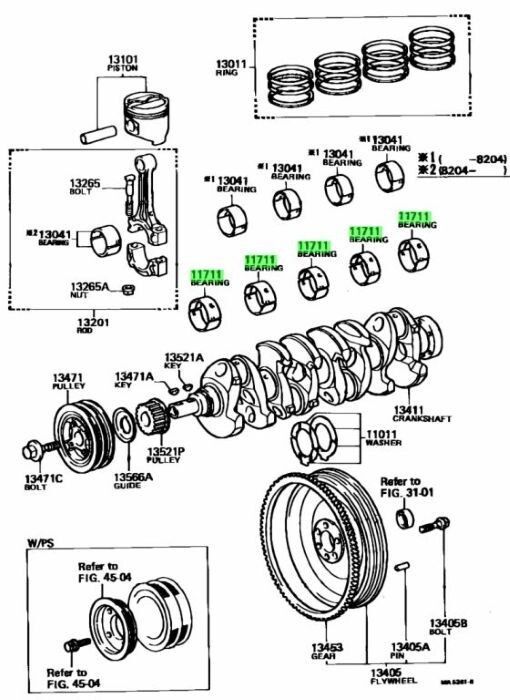 トヨタ カローラ レビン クランクシャフト ベアリング COROLLA LEVIN Bearing Crankshaft 1987 05 - 1989 05 18RG 1C 1CL 1CLC 1SEL 1SL 2