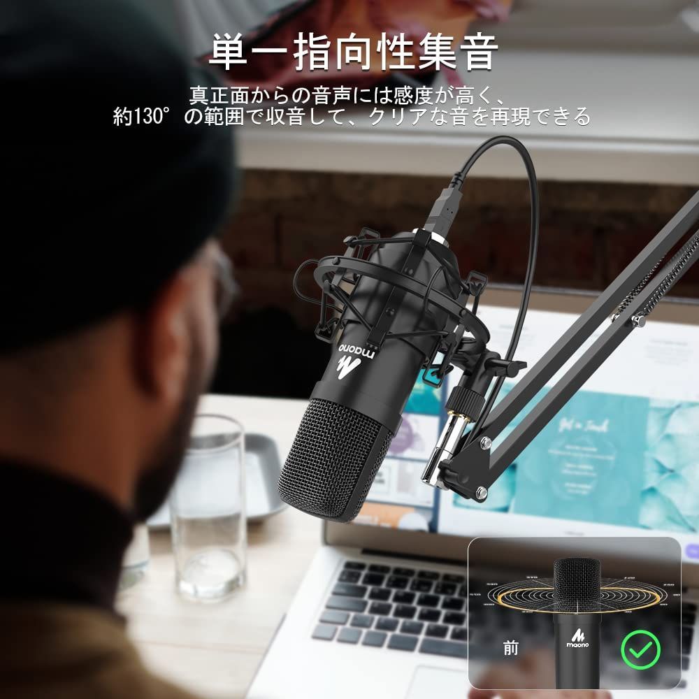 特価商品】PC マイクセット コンデンサーマイク マイクスタンド アム