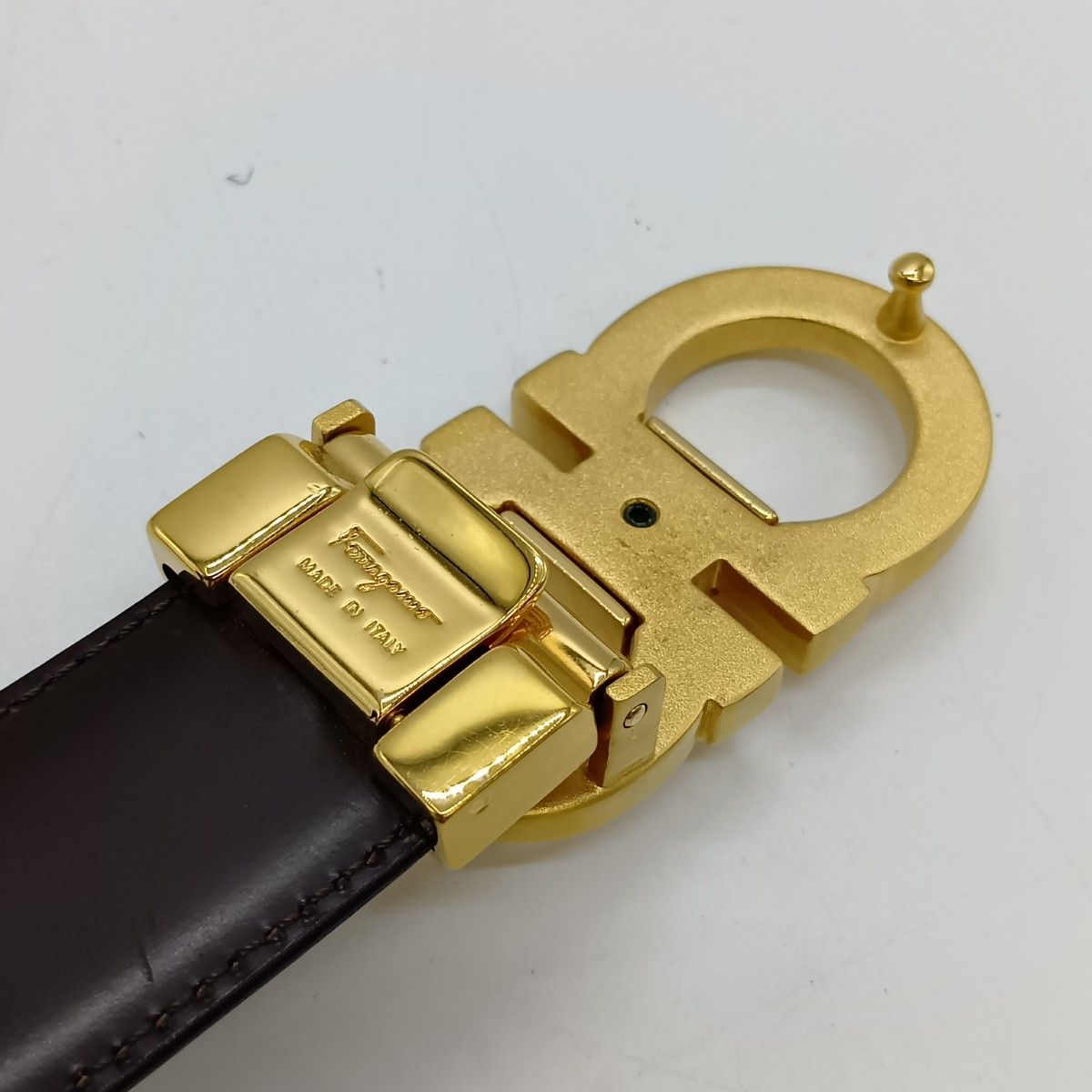 フェラガモ ベルト ガンチーニ ブラック ゴールド金具 ◎◎Ferragamo フェラガモ ダブルガンチーニ ベルト ブラック