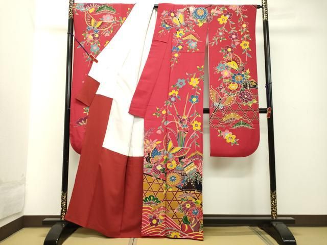 振袖 金駒刺繍 牡丹 鞠 枝垂れ桜 花模様 成人式 晴れの日 着物 045a p