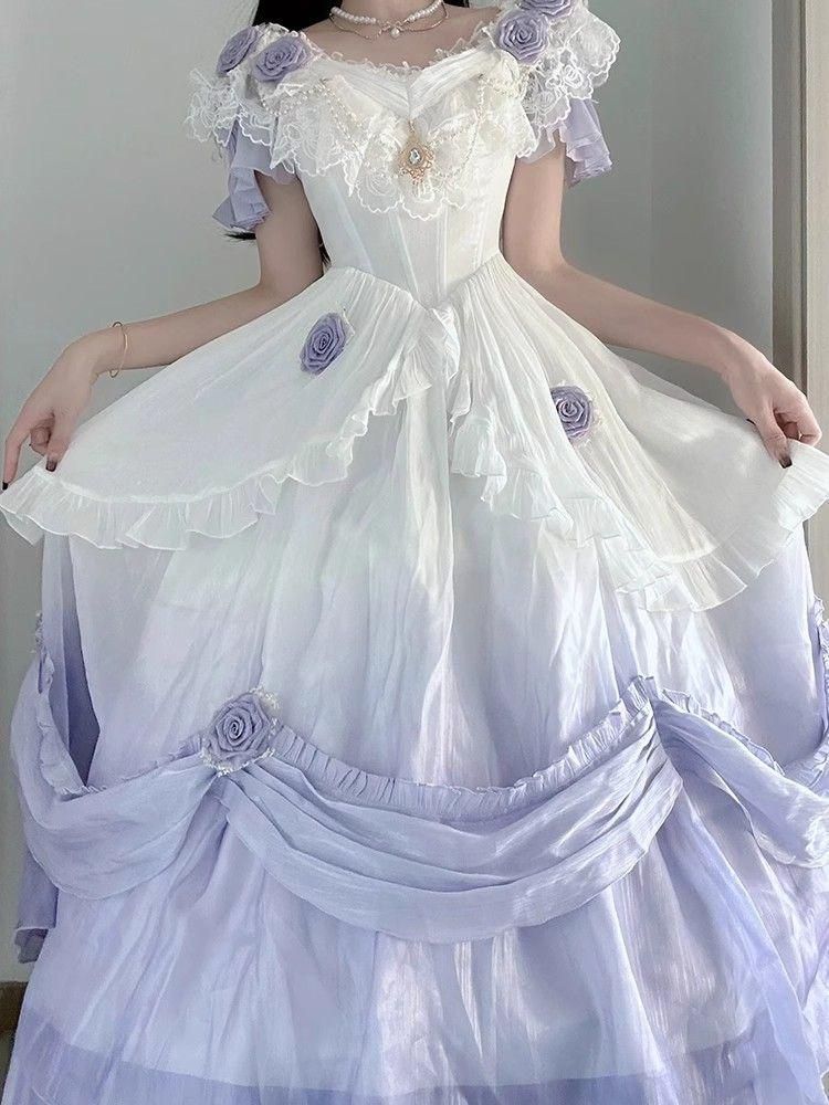 LT-51 豪華姫系 lolita 可愛 レトロ風 オリジナル 洋服 ロリータ ワンピース 美しい刺繍