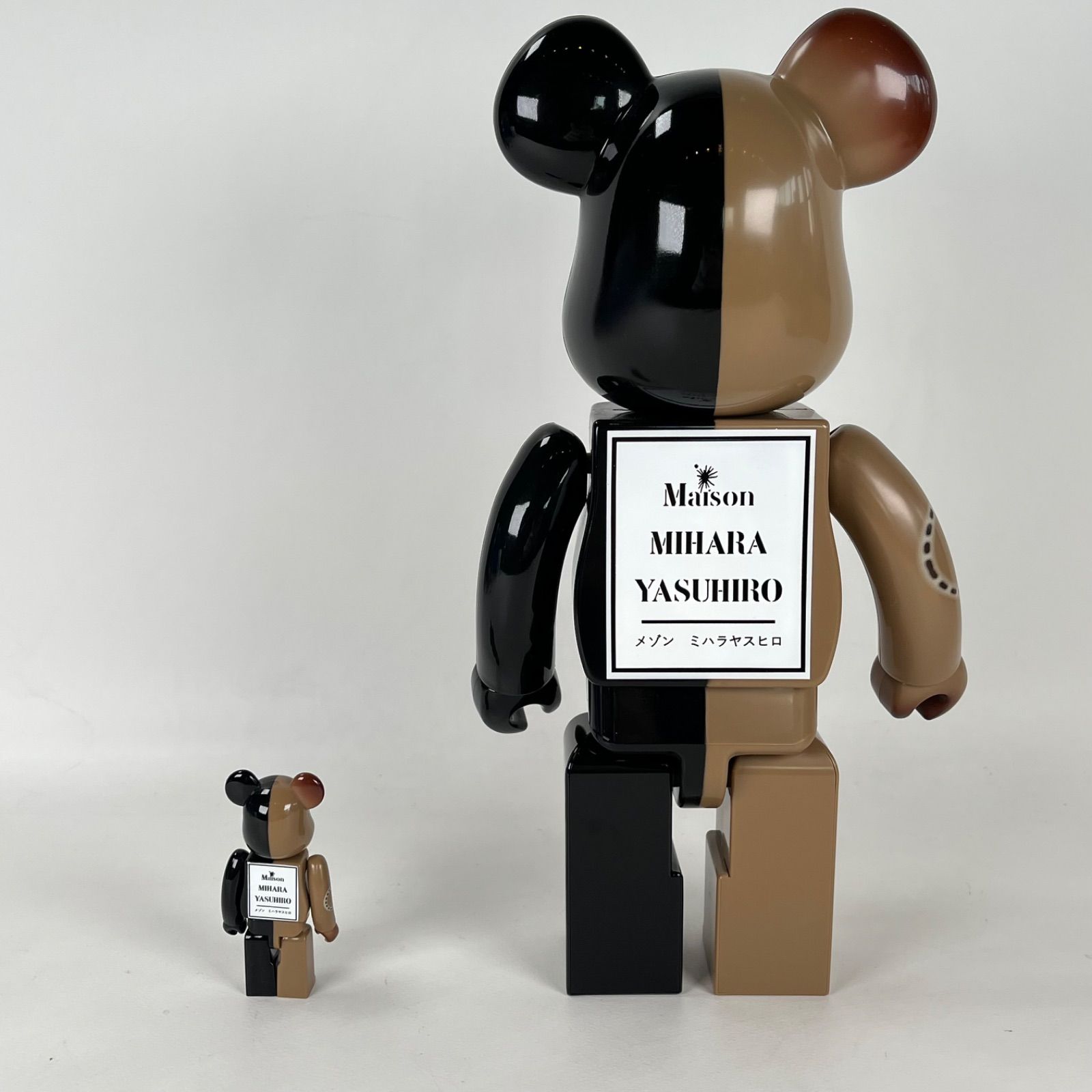 BE@RBRICK MIHARA YASUHIRO BLACK BROWN 400% 100% ベアブリック ミハラヤスヒロ 箱付き MEDICOM  TOY メディコムトイ