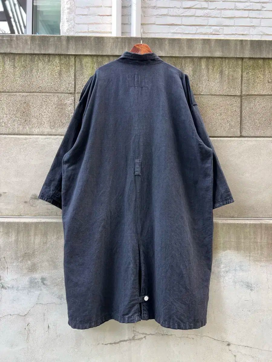 1980s BLACK FRENCH LINEN WIDE ブラックフレンチリネンコート