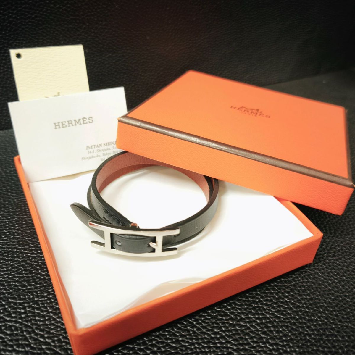 ほぼ♥ HERMES エルメス ビーアピ ドゥーブルトゥール レザー ブレスレット SNA 2250928015008FZ