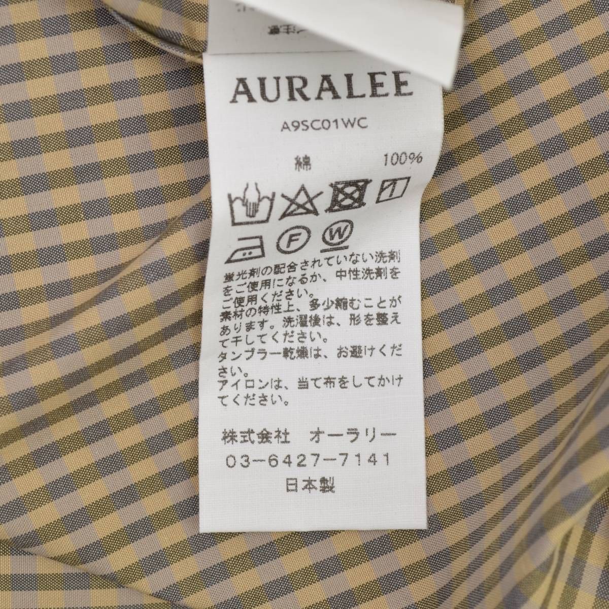 4【AURALEE / オーラリー】19SS FINX WEATHER CLOTH CHECK COAT