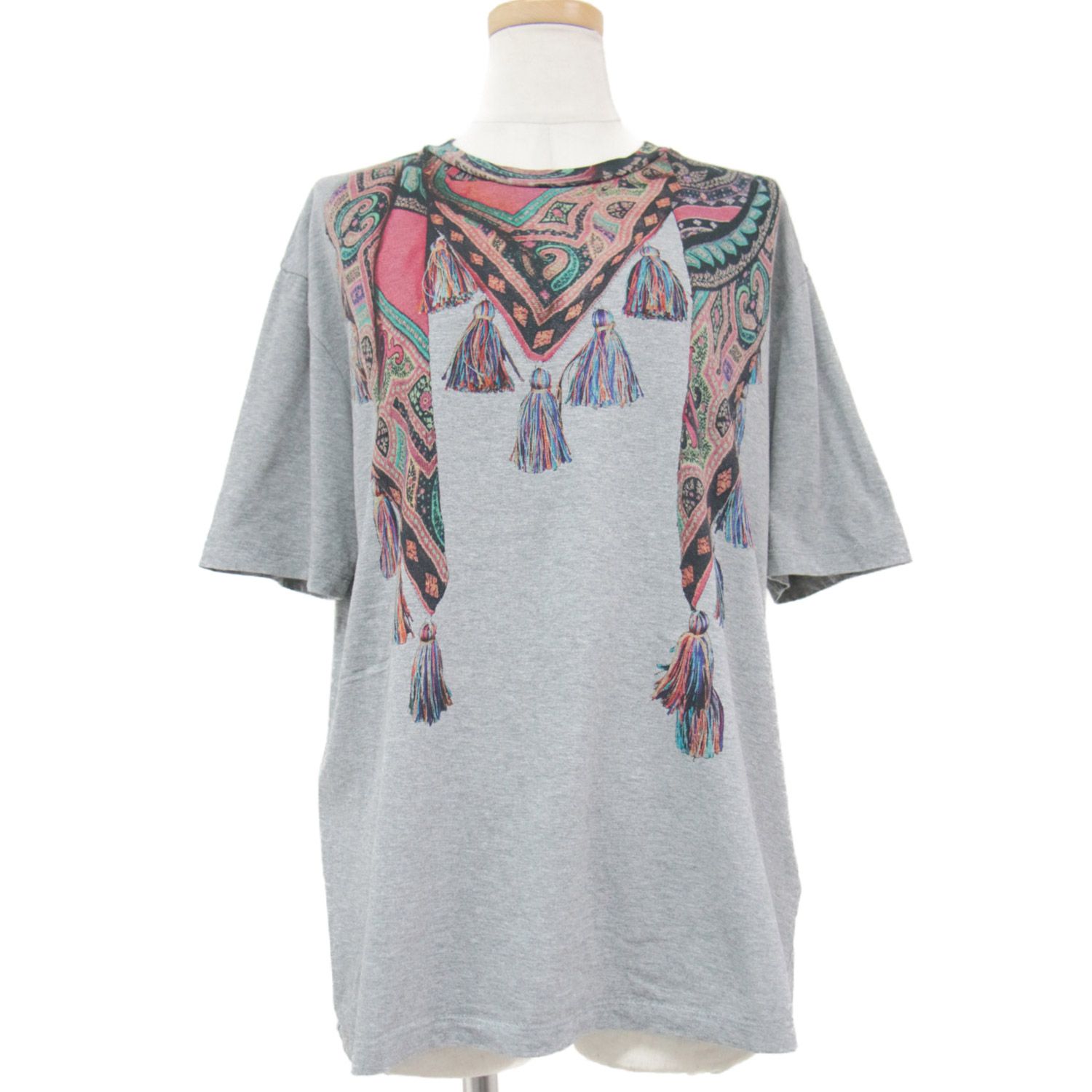 ETRO エトロ Tシャツ カットソー トップス グレー 42(M) 半袖 タッセル 