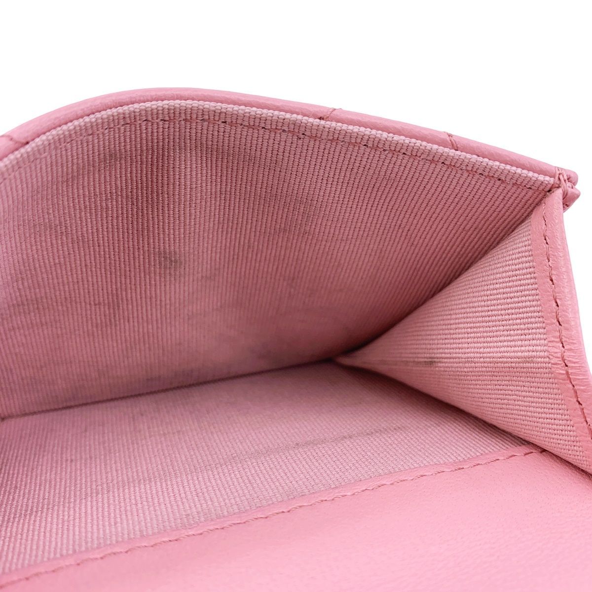 中古】 CHANEL シャネル 19 スモール フラップ ウォレット ピンク SV  