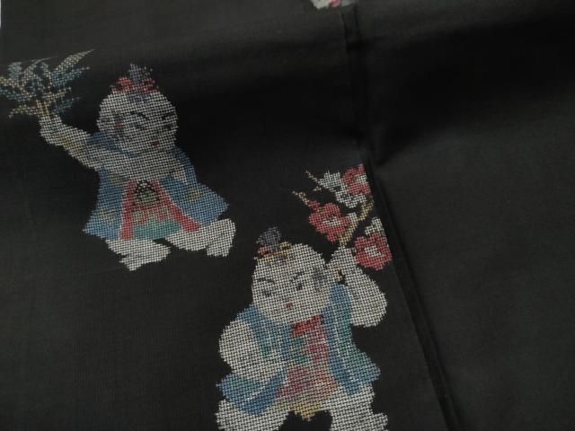 平和屋着物○本場大島紬 9マルキ 泥染め 地空き 唐子 正絹 逸品