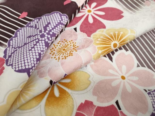 平和屋着物○小振袖 二尺袖 舞花文 洗える着物 逸品 新品 DAAY5325ud