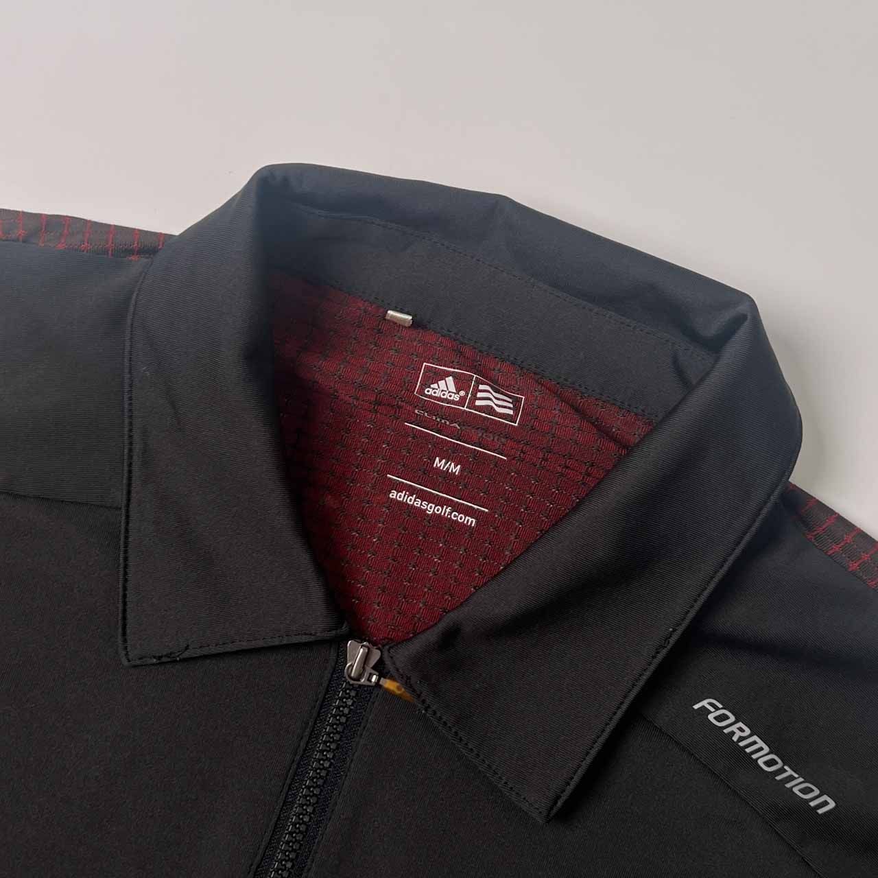 adidas ハーフジップ ゴルフシャツ ブラック/レッド adidas ハーフ