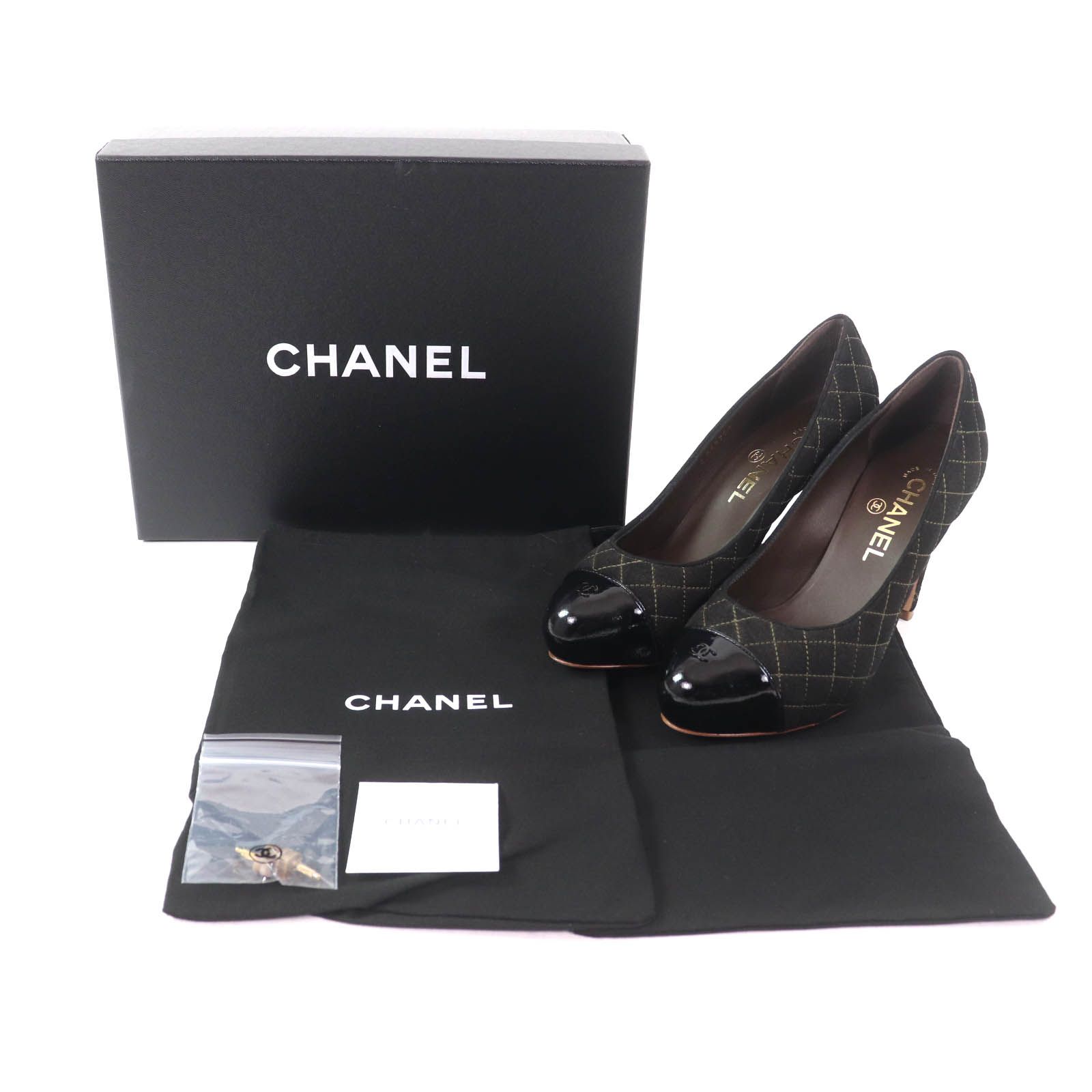 CHANEL シャネル パンプス ヒール ココマーク キルティング レザー 黒 未使用品☆CHANEL シャネル G28759 ココマーク マトラッセ