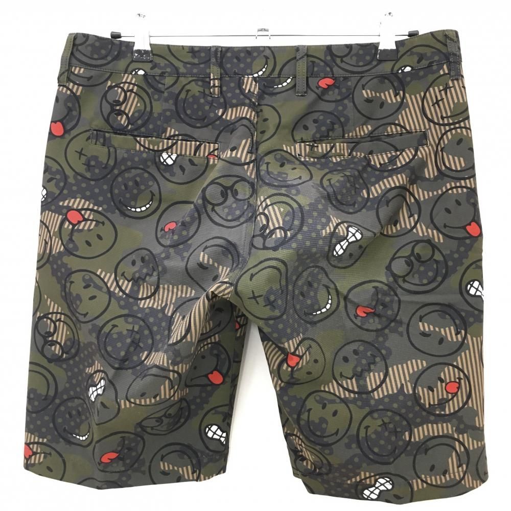 ダンスウィズドラゴン ハーフパンツ カーキ×黒 スマイル×カモフラ ニコ