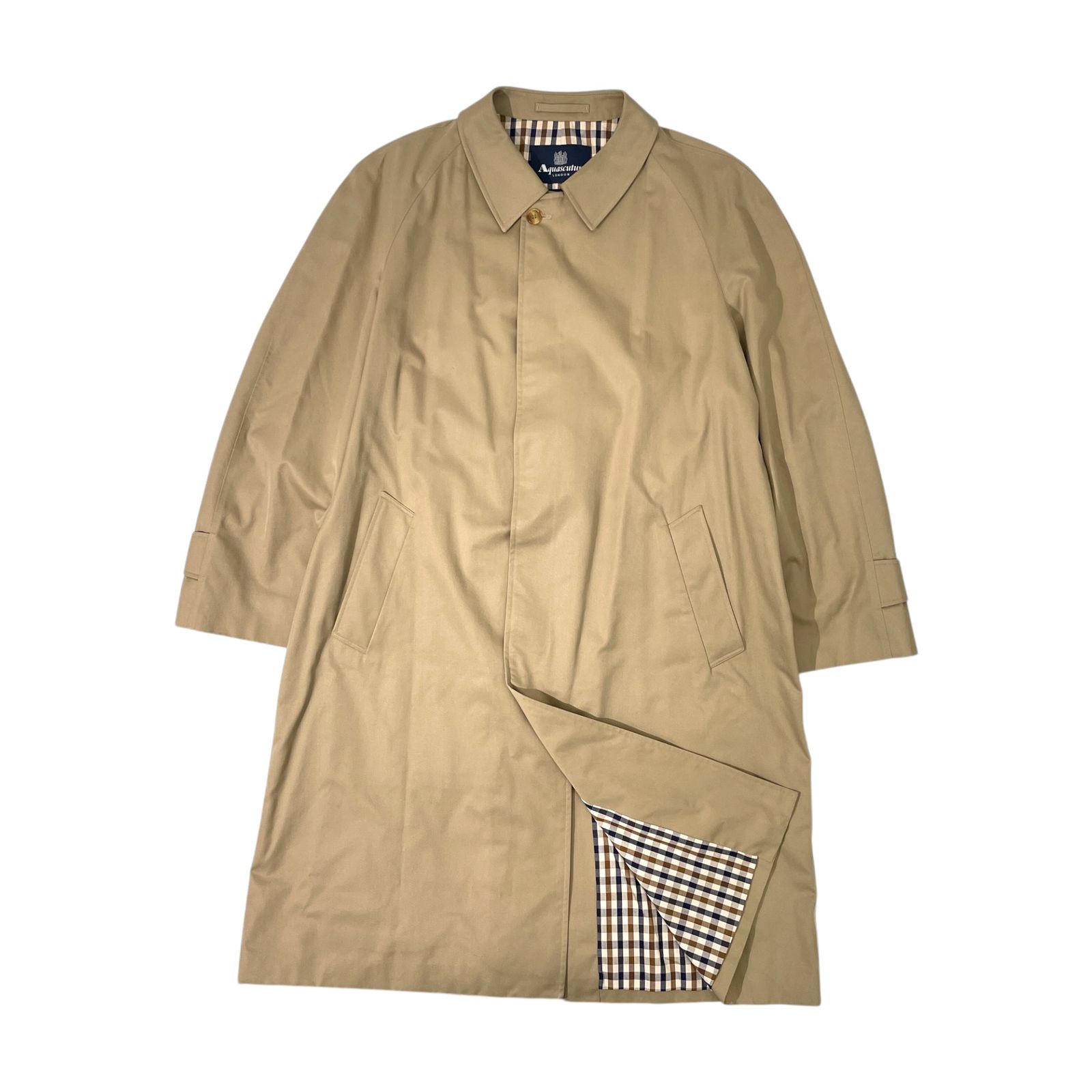 Aquascutum アクアスキュータム 英国製 裏チェック ステンカラーコート