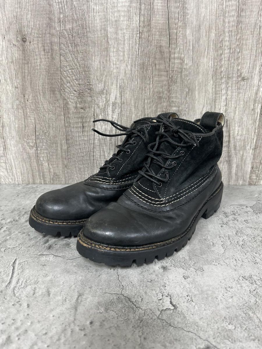 N.HOOLYWOOD レザー ビブラムソール レースアップ ブーツ size9 2分の１ 黒 ◎メンズ