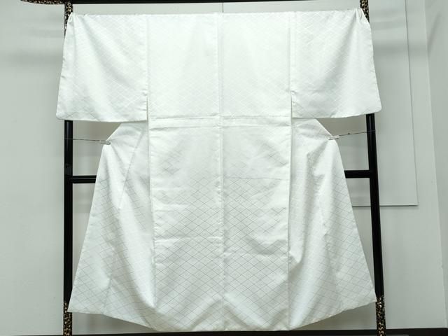 平和屋着物 上 男性 色無地 紋付き羽織セット キングサイズ 白地 花菱地紋 舞台衣装 洗える着物 CZAA3651s5