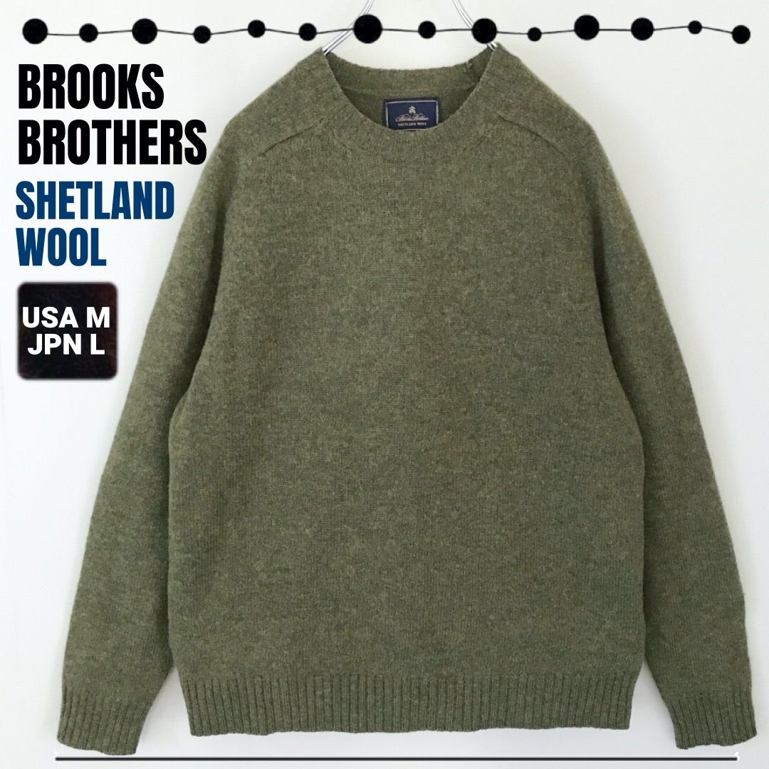 ブルックスブラザーズ/BROOKS BROTHERSシェットランドウールセーターサドルショルダー/クルーネックUSAメンズM(JPNメンズL)  #2409S035