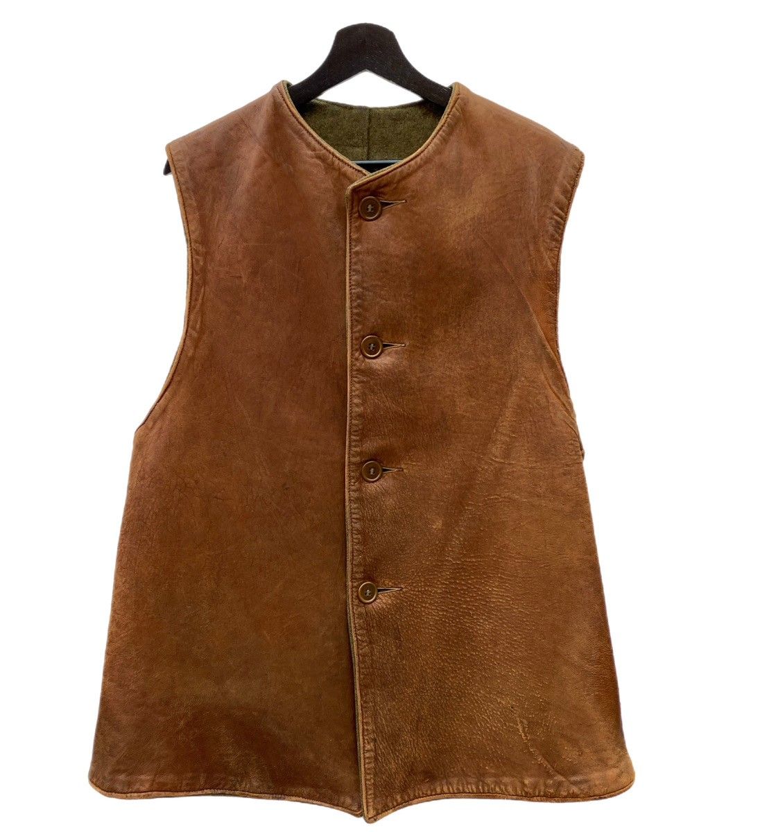 ミリタリー ジャーキン ベスト イギリス軍 レザー ヴィンテージ 茶色 1940s Vintage British Army Jerkin Leather Vest ヴィンテージ