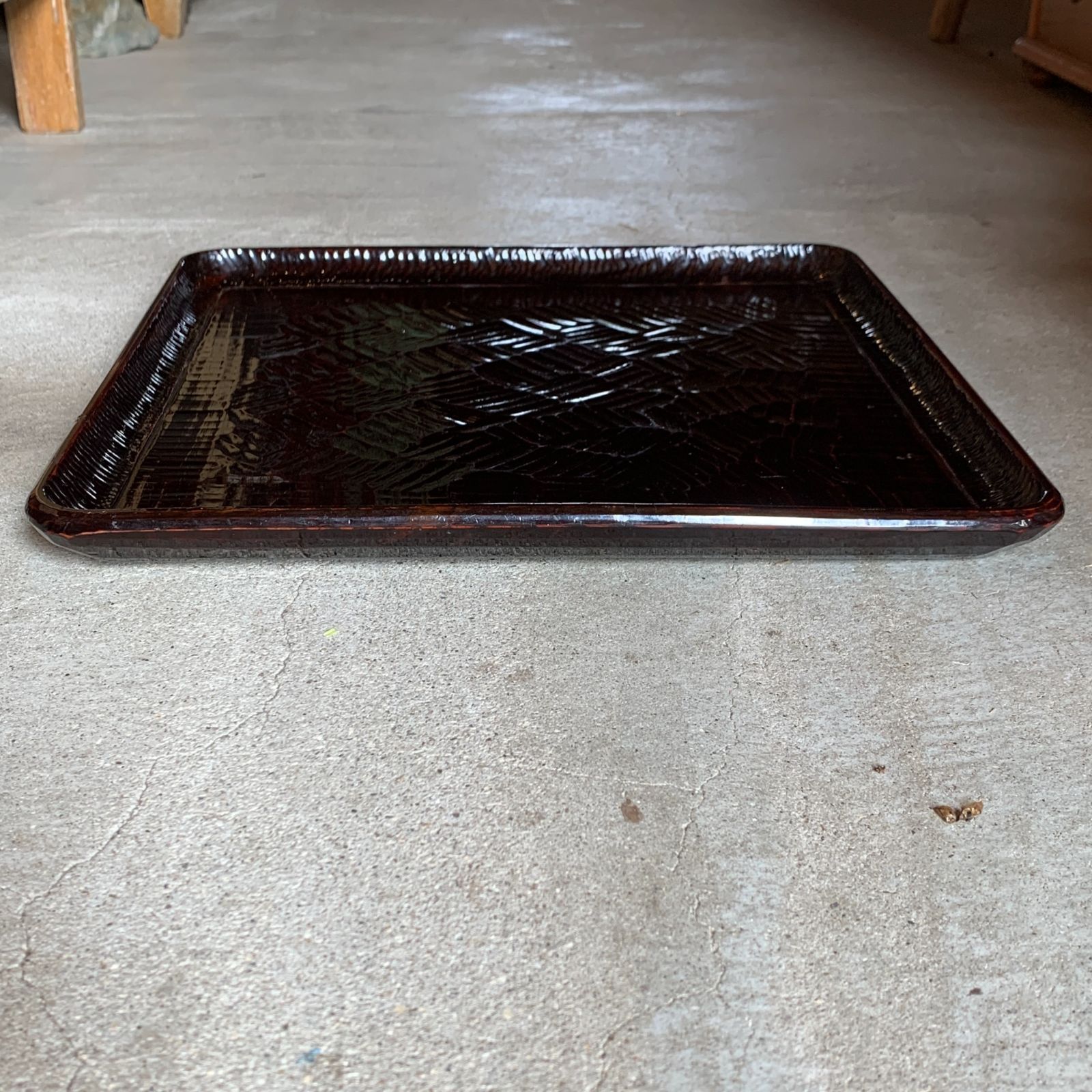 讃岐彫り くり抜き 四方盆 お盆 香川漆器 民藝 民芸 /HM-0058
