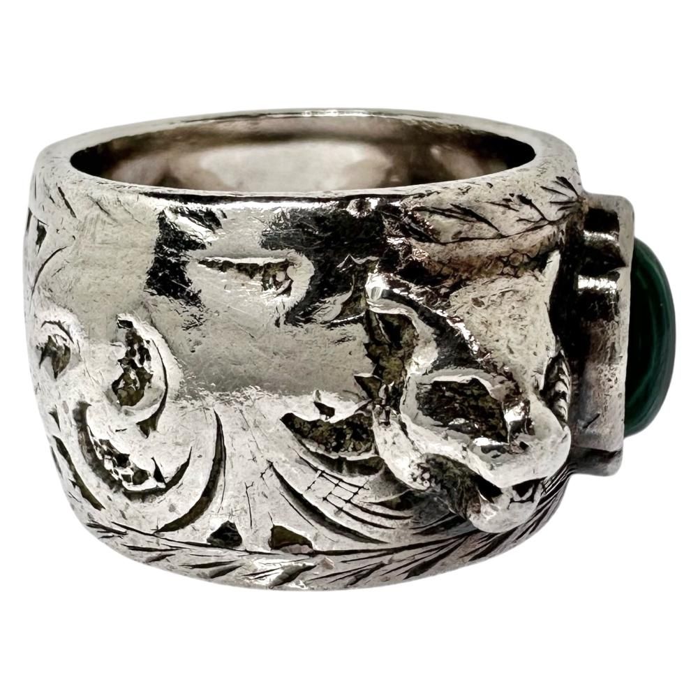 GUCCI シルバーリング　キャット　猫　マラカイト　指輪 18号 Amazon.co.jp: [グッチ] GUCCI グッチ ガーデン キャット