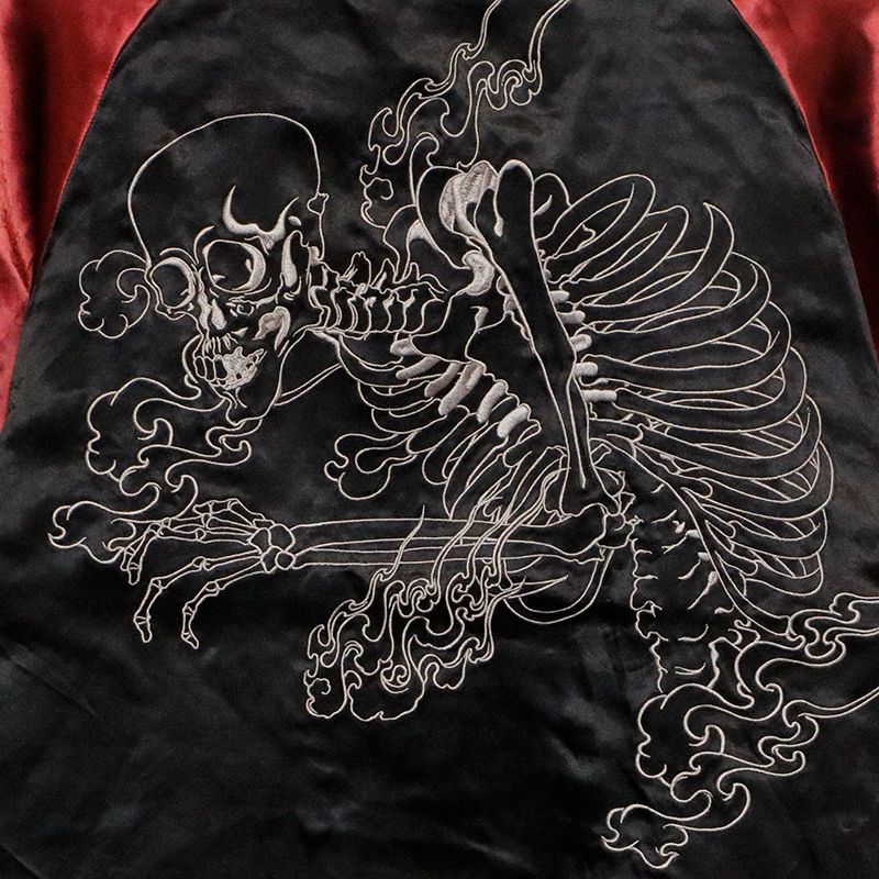 梵字柄刺繍 髑髏　リバーシブル　スカジャン　レオパード　 Y2K 　平成ギャル男 梵字柄刺繍 髑髏リバーシブルスカジャンレオパード Y2K 平成ギャル男