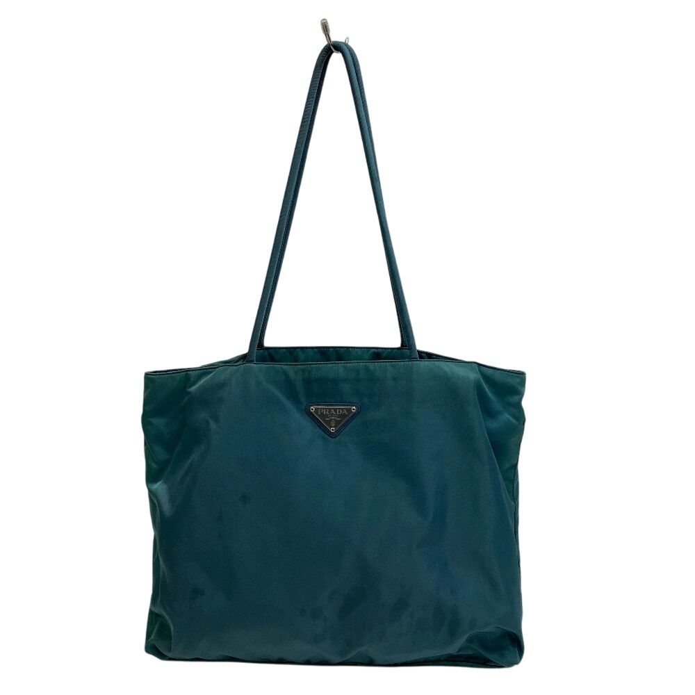 【美品】PRADA 三角プレート トートバッグ ナイロン レザー グリーン PRADA プラダ 三角ロゴプレート 迷彩 カモフラ ハンドバッグ