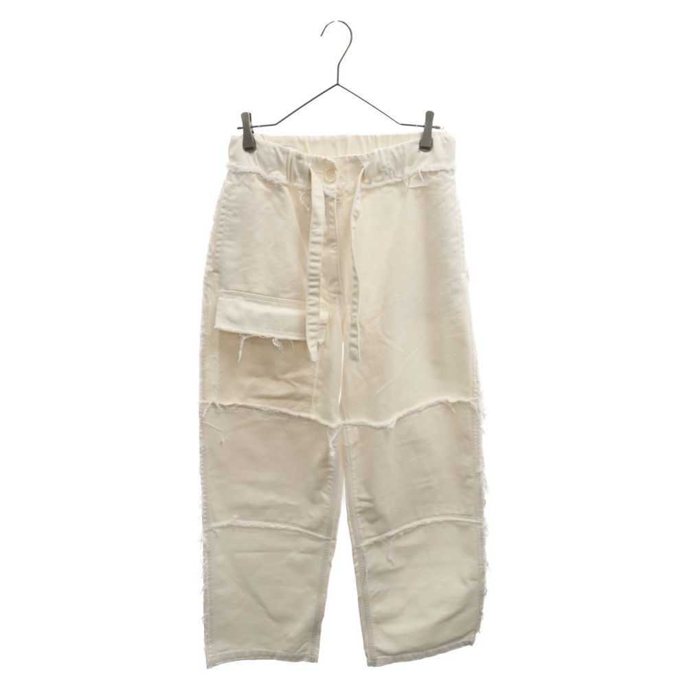 DRIES VAN NOTEN (ドリスヴァンノッテン) 23AW PAINT DENIM ベルテッドワイドカーゴパンツ 010932-6437 ホワイト