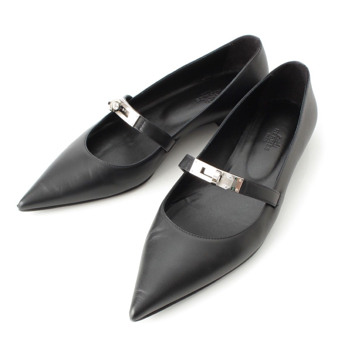 エルメス ケリー ポインテッドトゥ フラット バレエ シューズ パンプス  