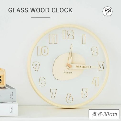 壁掛け時計 おしゃれ 30cm 北欧 掛け時計 静音 木製 レトロ モダン かけ時計 掛時計 コードレス 乾電池 木目 透明 ガラス プレゼント ギフ