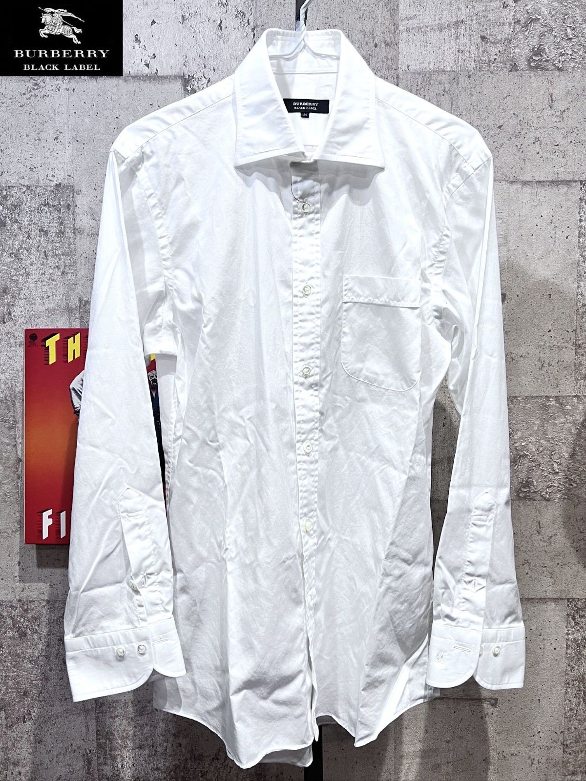 美品 バーバリーブラックレーベル 長袖シャツ 39 白 ホワイト BURBERRY BLACL LABEL