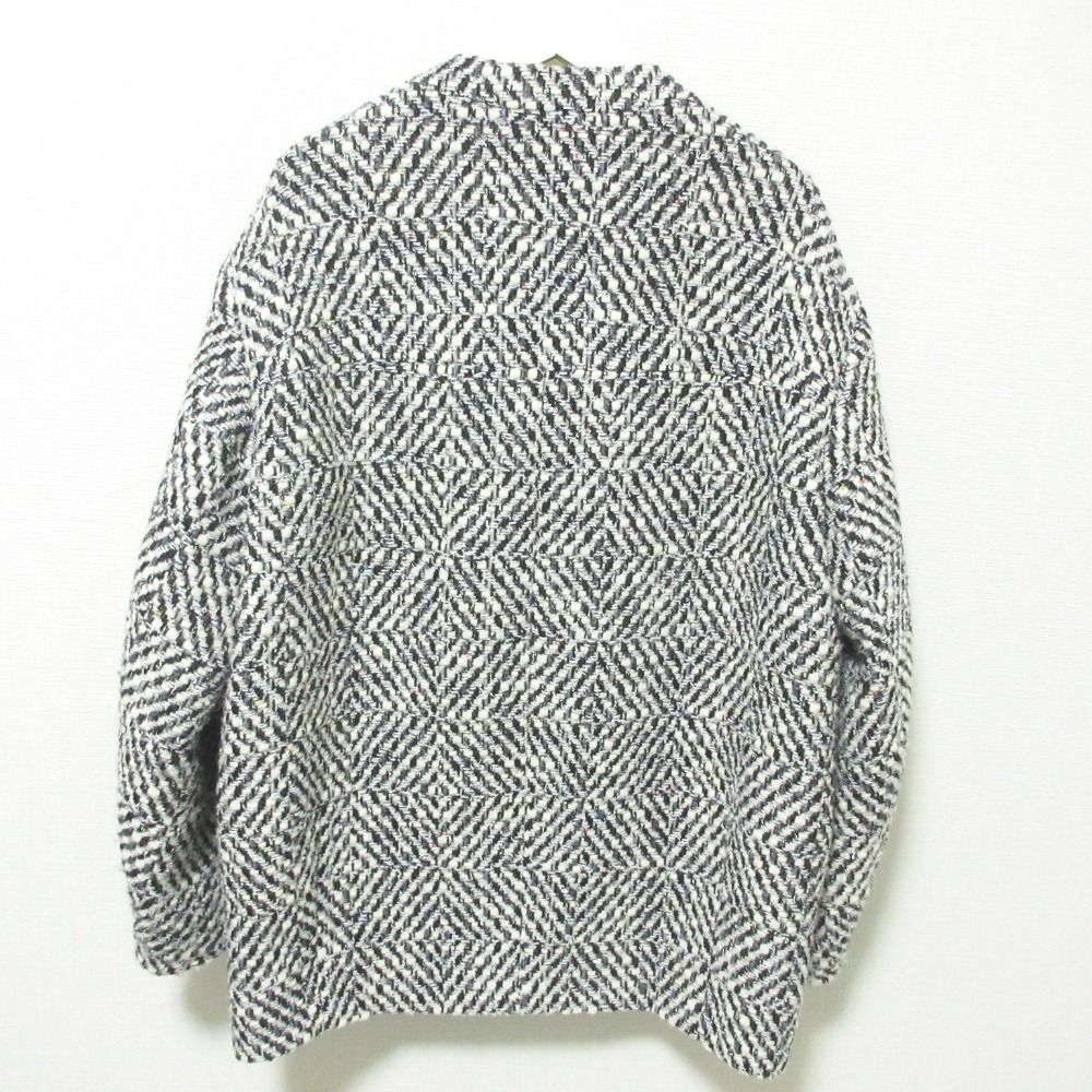 TOMORROWLAND - 美品 23AW TOMORROWLAND collection トゥモローランドコレクション カラーネップツイード ノーカラー バレルコート 36 ブラック ホワイト レディース 古着 中古 USED 美品 23AW TOMORROWLAND collection トゥモローランド