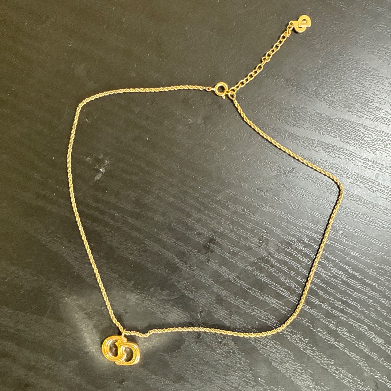 ChristianDior クリスチャンディオール CDロゴチャームネックレス ゴールドカラー ビンテージ