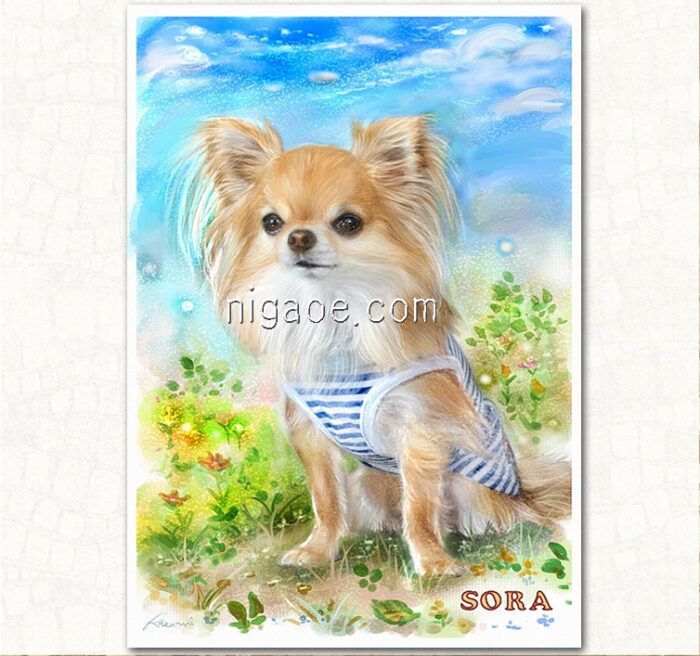 チワワちゃんの似顔絵描きます 2Lサイズ ペット似顔絵 発送迄の