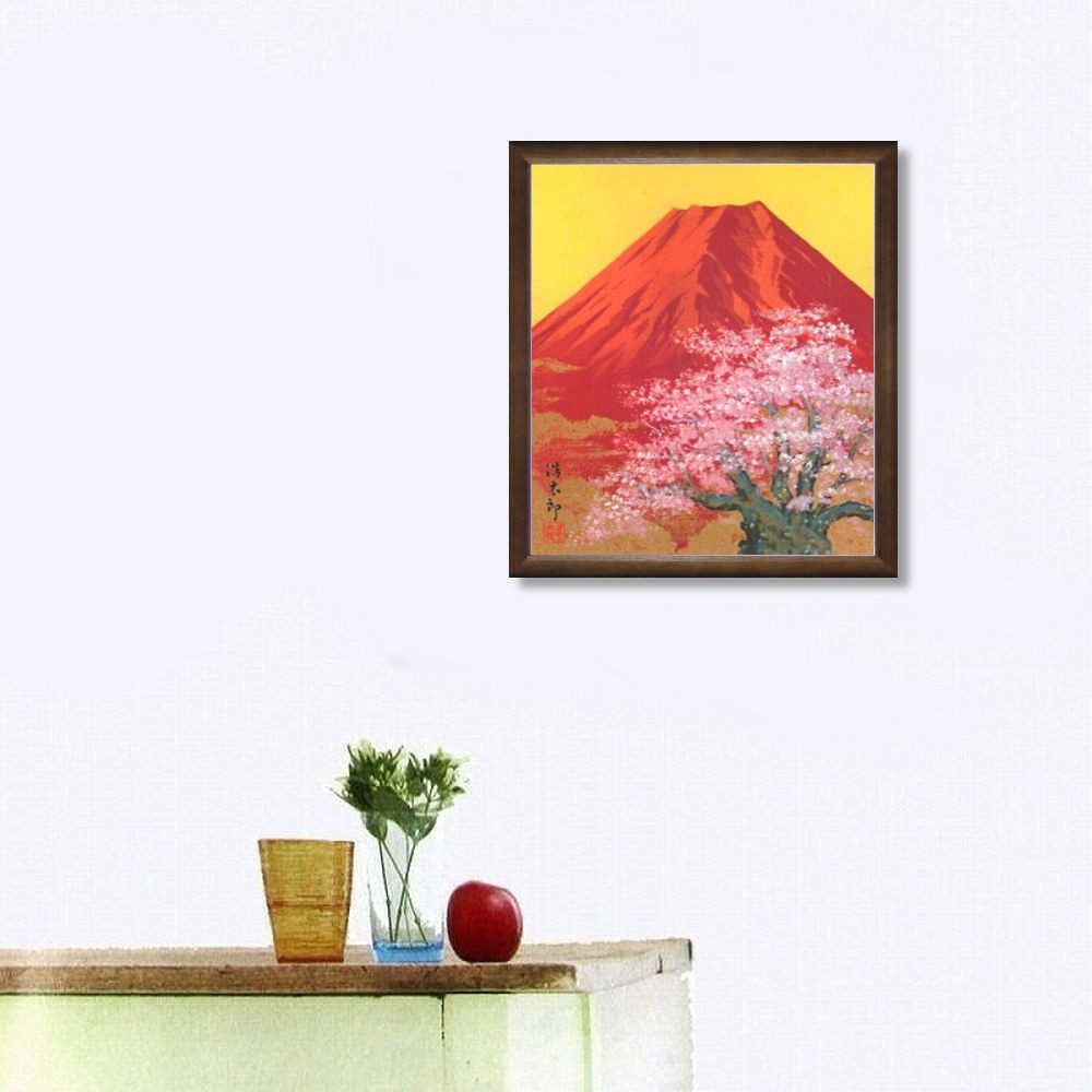 店舗良い芸術写真 「紅富士」姥子山（大月市）標高 1503ｍ より撮影　額入り富士山オリジナルフイルム作品 自然、風景