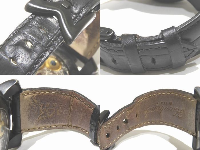  GaGaMILANO ガガミラノ マヌアーレ48 手巻き メンズ 時計 5012 オールブラック スモールセコンド 革ベルト マニュアーレ 7 I 手巻き時計 腕時計(アナログ)