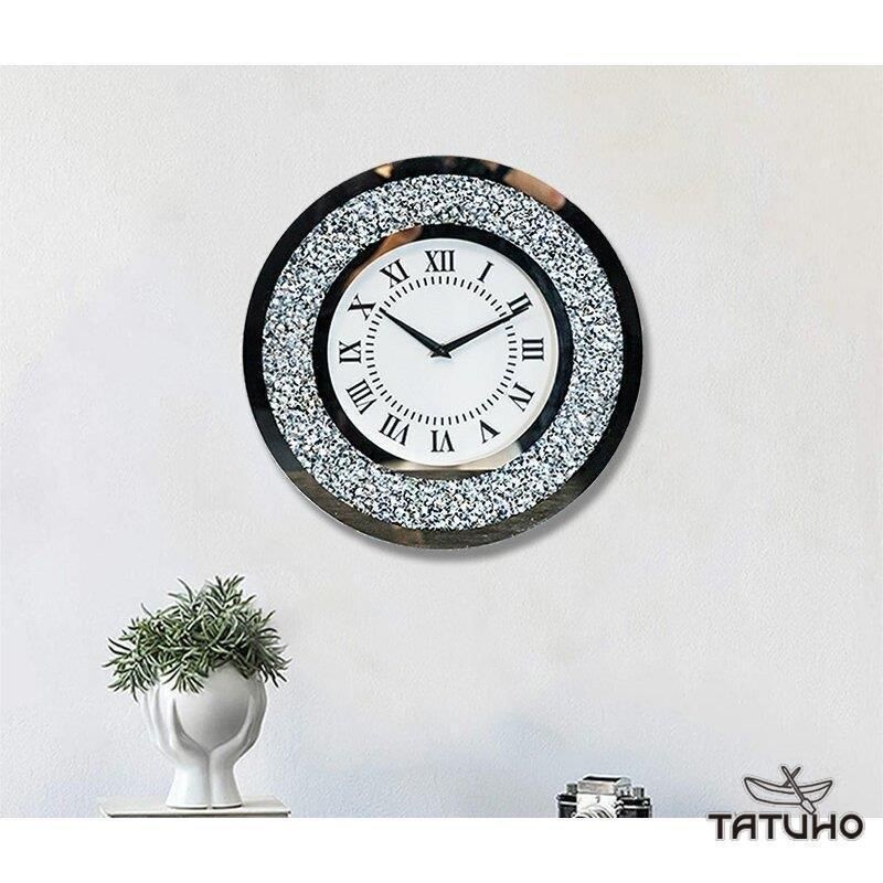 掛け時計 おしゃれ 壁掛け時計 北欧 モダン 音しない スクェア 丸い 手作り キラキラダイヤ aoc20