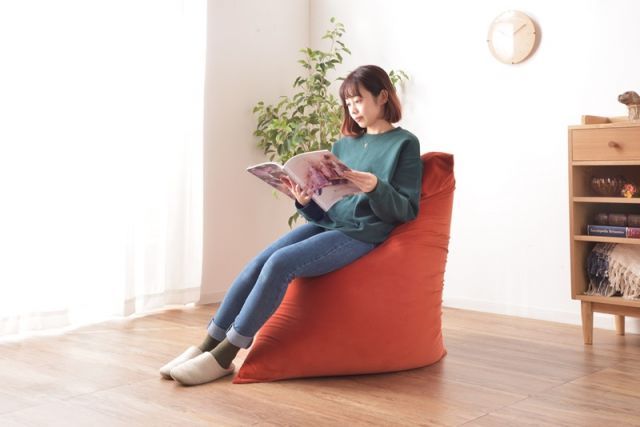 ビーズクッション W75×D110×H50 オレンジ ビーズクッション クッション