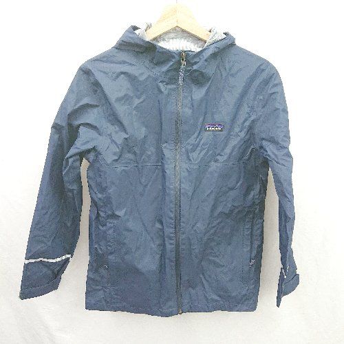 Θ patagonia パタゴニア 子供服 梅雨 雨 通園 通学 長袖 レインジャケット サイズXL ネイビー系 男の子 E 1507280013496