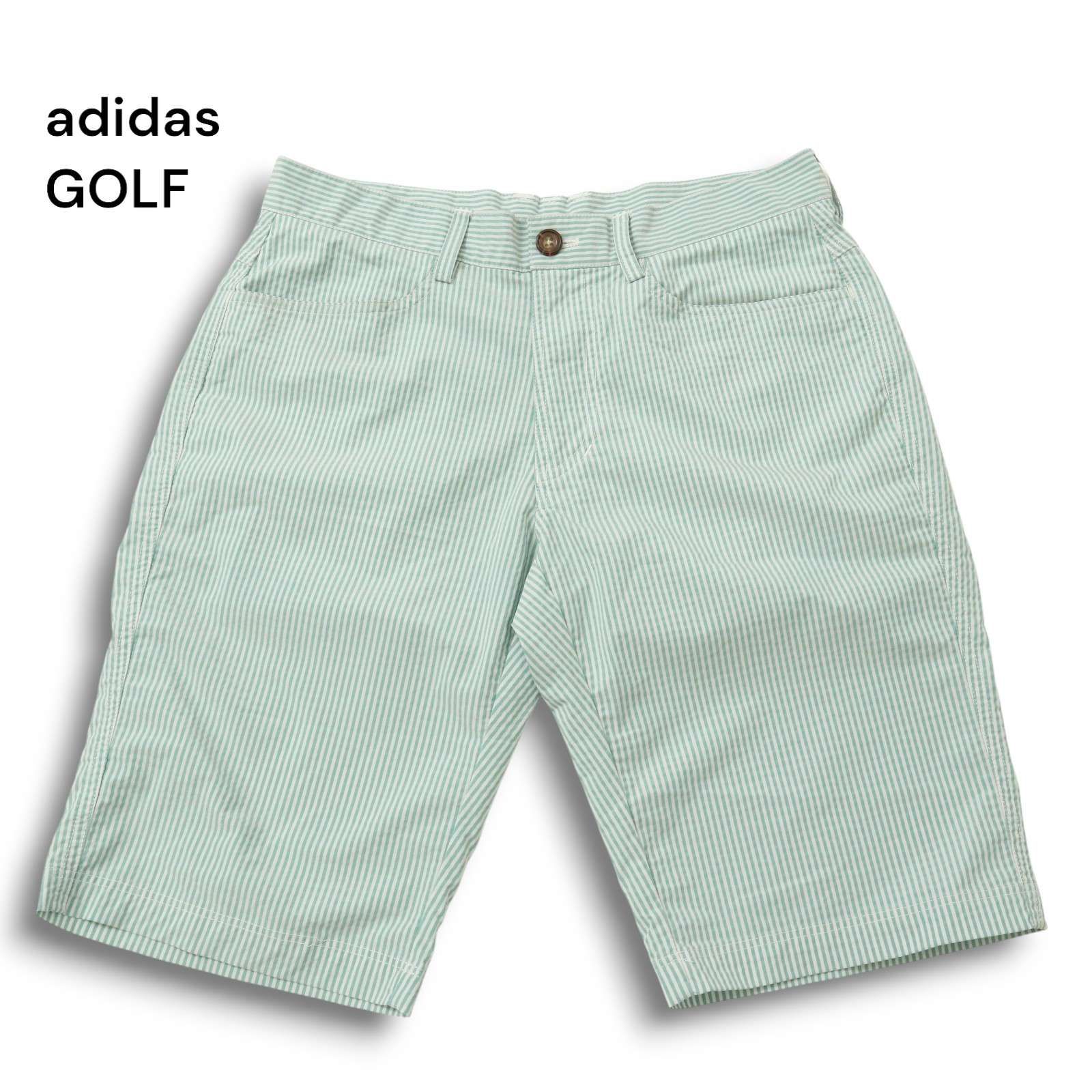 美品】adidas GOLF アディダス ゴルフ 春夏 ロゴ刺繍☆ ストライプ