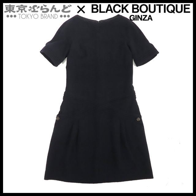 シャネル CHANEL 半袖 ワンピース P44326V32615 ネイビー ウール