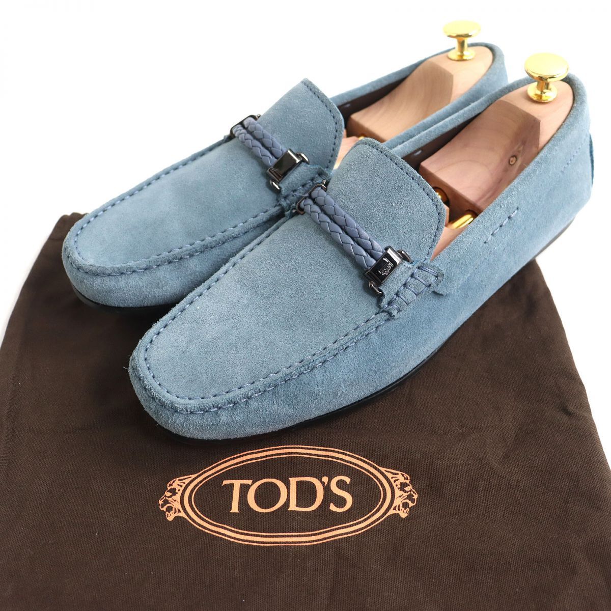 美品△人気♪ TOD'S トッズ ロゴ刻印金具付き スウェードレザー