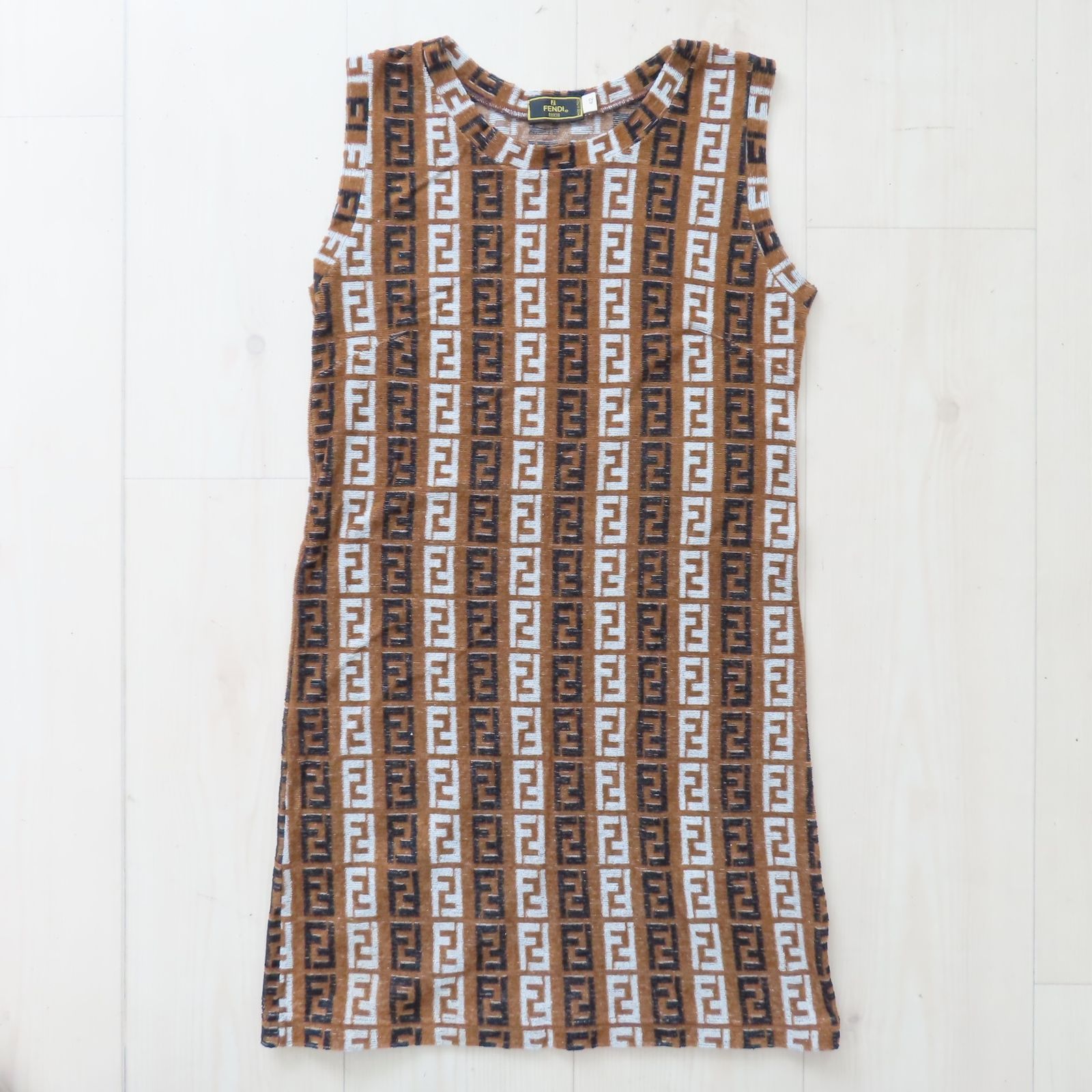 フェンディ FENDI ズッカ柄 パイル地 ノースリーブ ワンピース
