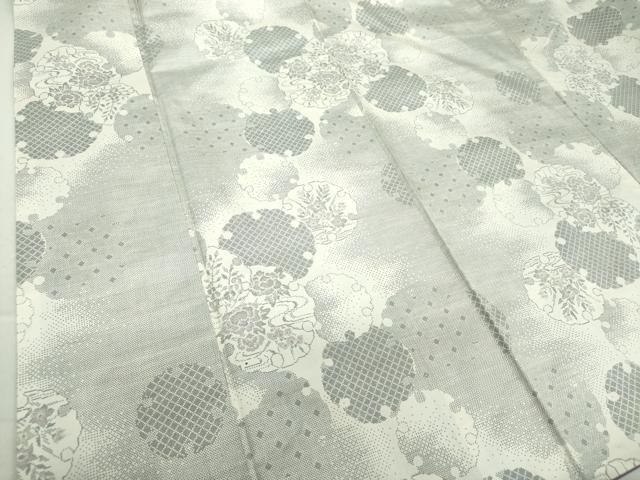 平和屋着物●本場大島紬　白大島　9マルキ　雪輪重ね花文　正絹　逸品　DAAS3909ps 平和屋着物○本場大島紬 白大島 9マルキ 雪輪重ね花文 正絹 逸品