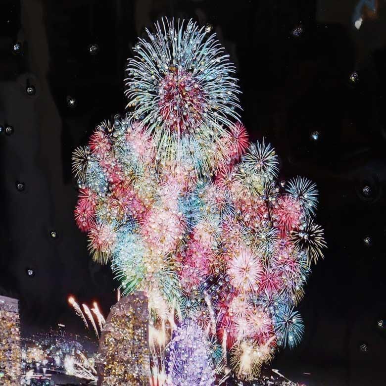 アートフレーム HANABI 花火 クリスタルピクチャー 額絵 ゴールド