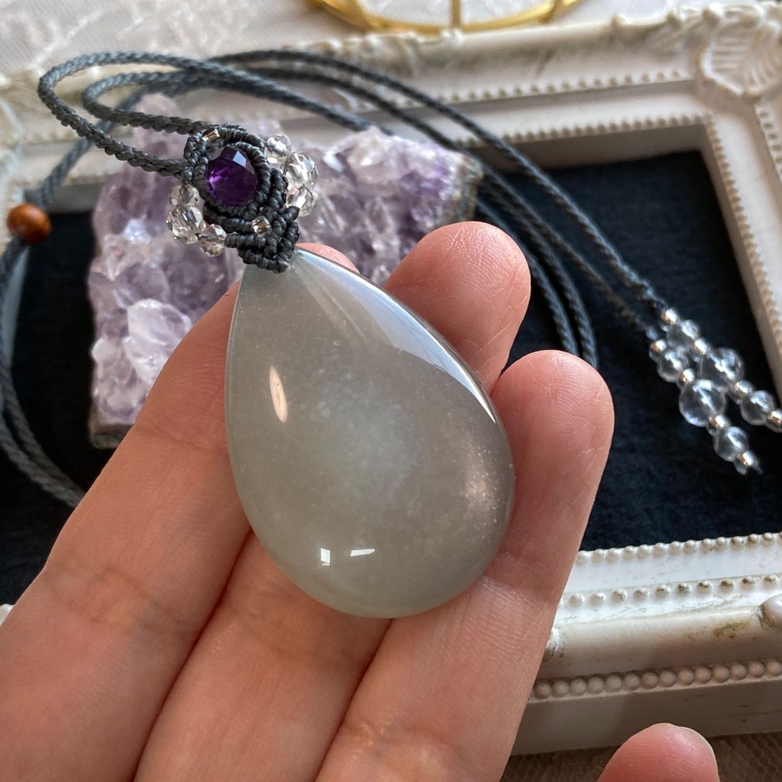 専用☆ペルシアンターコイズ＆サンストーン＆ムーンストーンのマクラメ