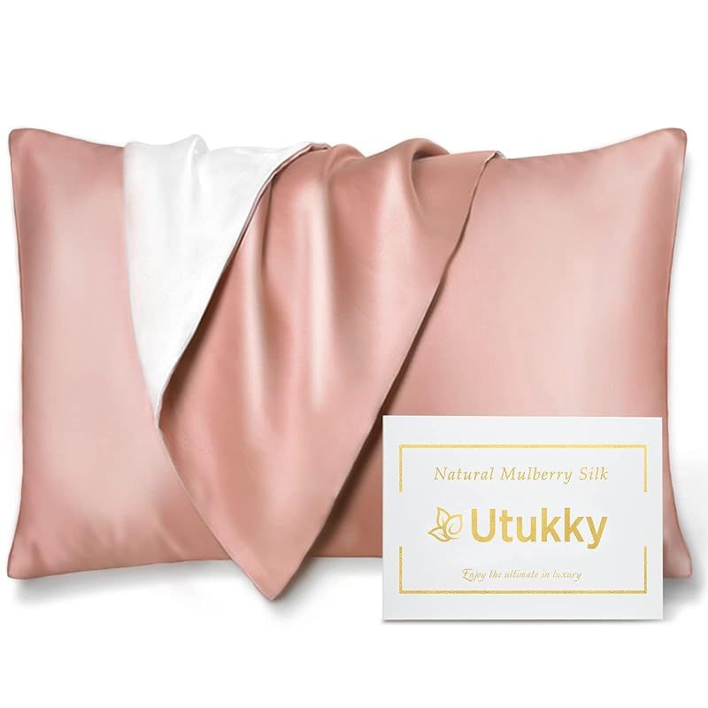 Utukky シルク枕カバー【TVで紹介】まくらカバー 片面シルク50×70cm 封筒式枕カバー シルクピローケース テンセル 洗える 寝癖軽減 抗菌防臭 美髪・美肌 敏感肌に優しい ギフト 贈り物 四季適